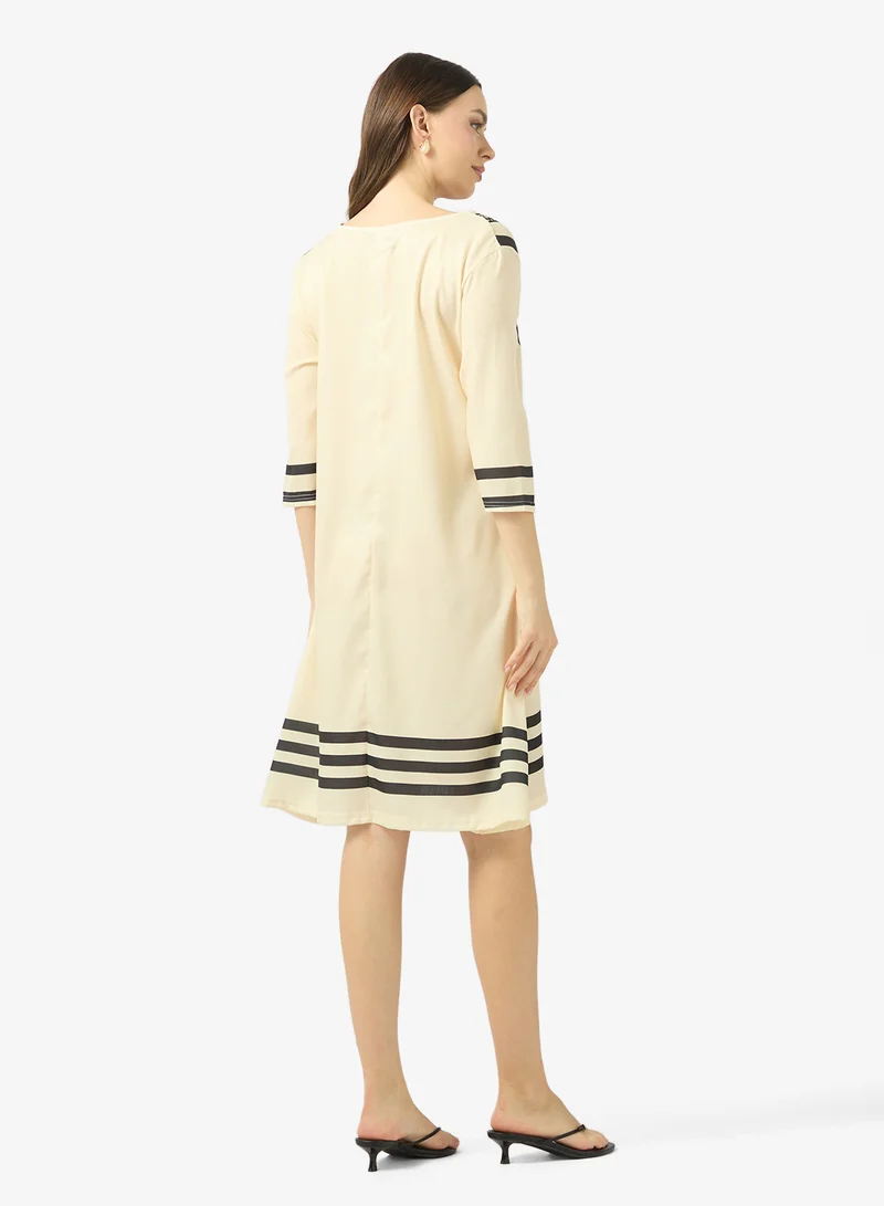 Ginger V Neck Monochrome Kaftan Beach Dress